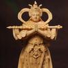 wood carving Guardian Door God Venerable Weituo statue  Luxury Home Living Room Office Wealth Luck Feng Shui Decorstatue 11.7 in