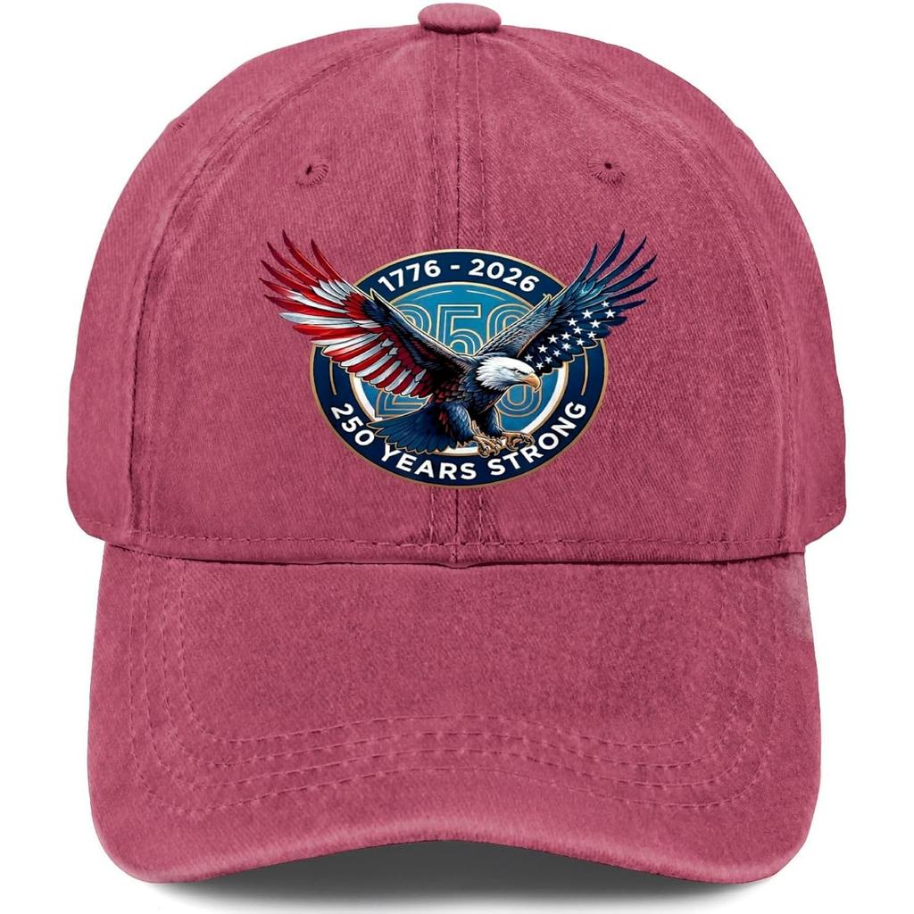 Years Strong Patriotic Eagle Washed Denim Baseball Cap Adjustable Outdoor Casual Hat