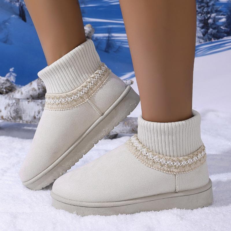 Fleece short boots for women's autumn and winter new thick-soled snow boots keep warm and pedal casual cotton shoes for women