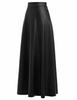 Pure Real Leather Long Classic Flare Wear Skirt Black Women's Genuine Lambskin