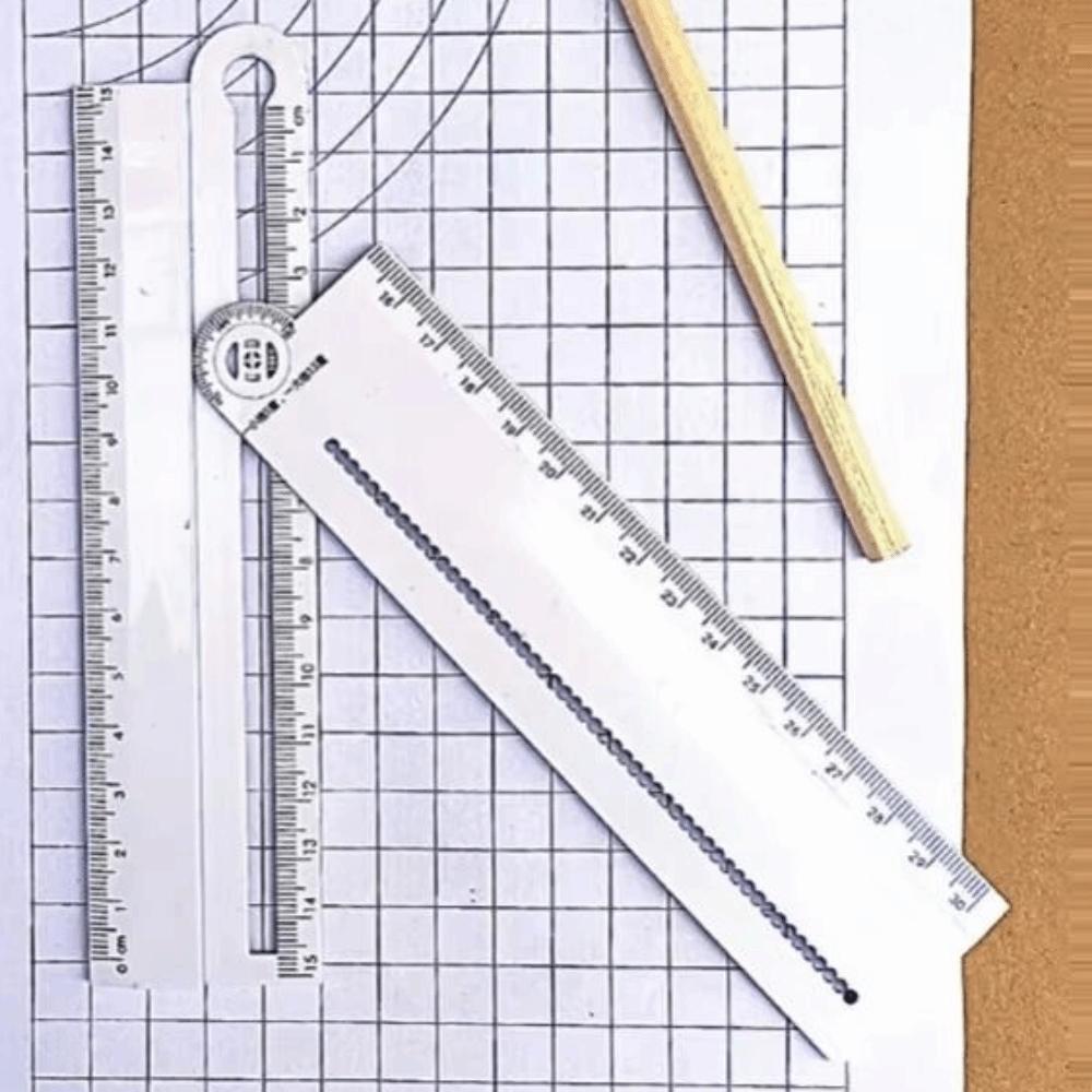 30cm Folding Geometric Ruler Angle Measurement Circular Drawing Ruler  Office Use