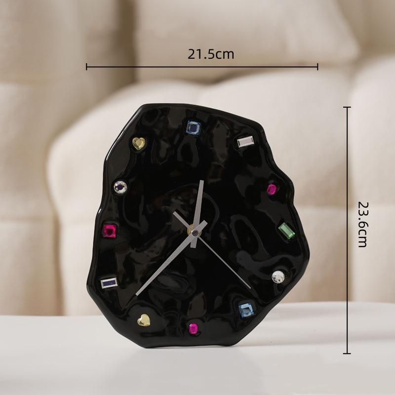Colorful Crystal Wall Clock Irregular Geometric Clock Background Wall Hangings Pendant Diamond Clocks Living Room Decoration