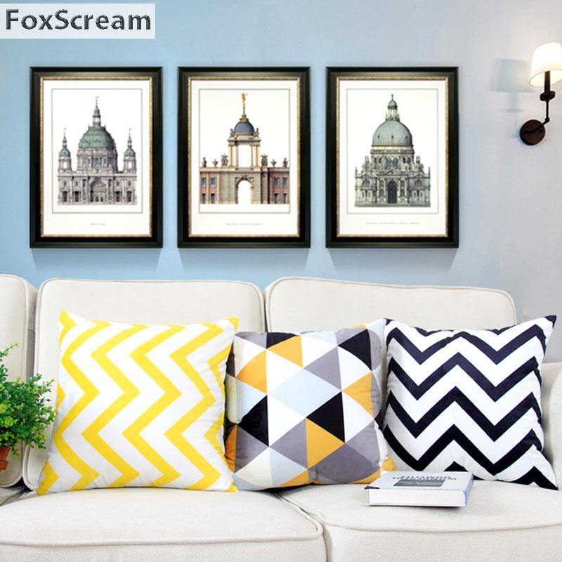 Nordic Style Decorative Pillows Cushion Yellow Gray Geometric Cases Cover Home Decor Black White