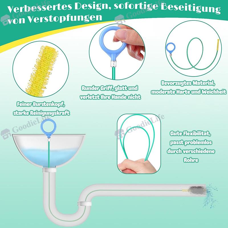 Drain Cleaner Spiral Hook Sticks Pack of 4,90 cm Anti-Break Steel with Nylon Coating,Drain Cleaner and Hair Catcher for Bathtub,Sewers