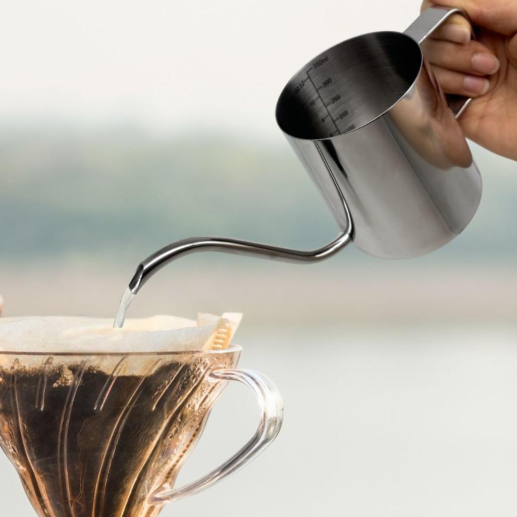 SOVIFKI 350ml Coffee Pot with Graduated Coffee Pot, Stainless Steel Drip Kettle, Narrow Spout, Single-Serve, Perfect for Camping, Travel, and the