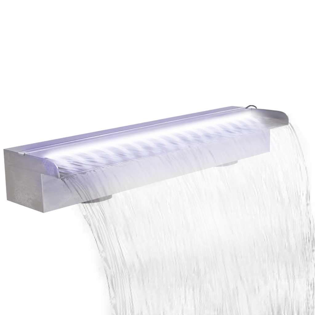 vidaXL Pool-Wasserfall Fontäne mit LEDs Rechteckig Edelstahl 60 cm anti-blitz weiße