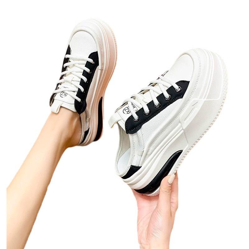 Fashion Women's Leather BaoTou Half Slippers Spring Summer Outdoor Leisure Slippers Thick Soled Women's Shoes