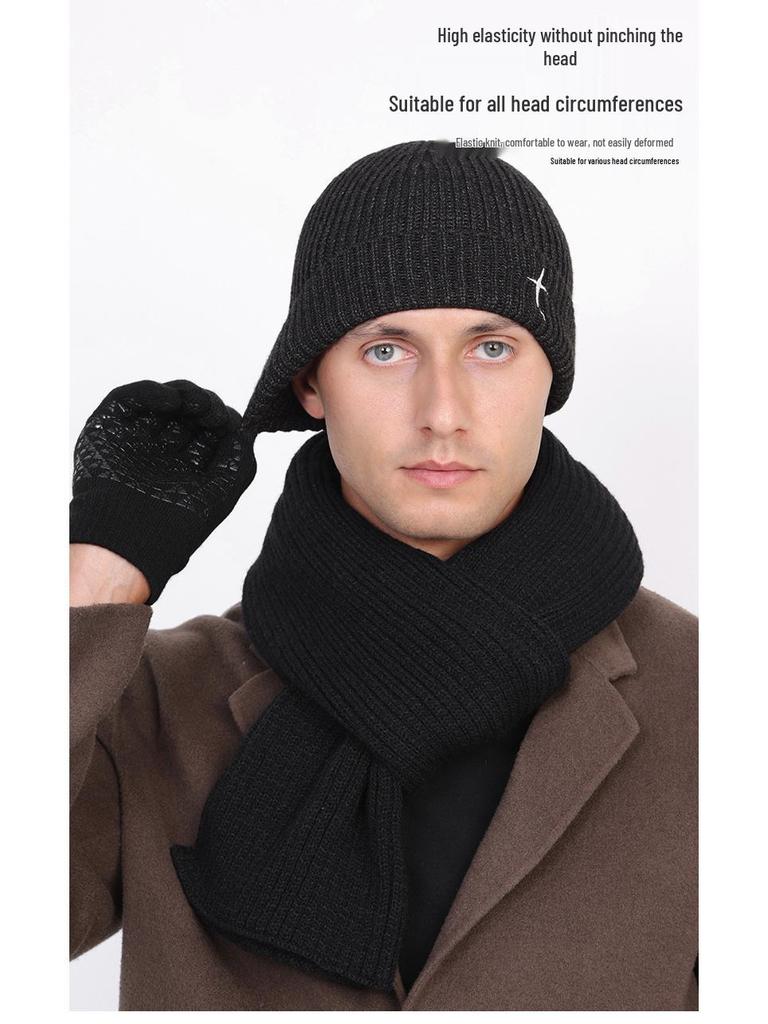 Men's Woolen Beanie for Large Heads - Thick, Warm, Breathable, Sweat-Proof, Ideal for Autumn & Winter