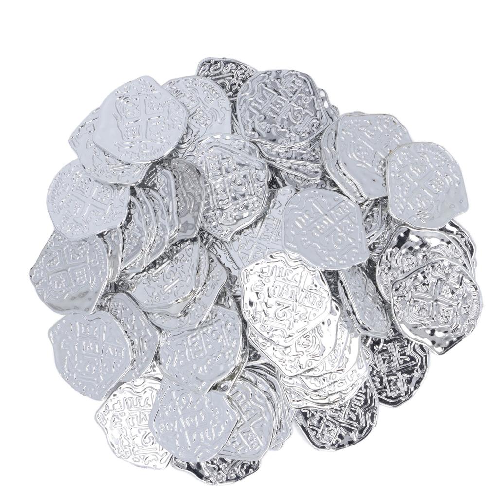 100pcs Pirate Coins Decor High Simulation Special Patterns Festival Decorative Coins for Halloween