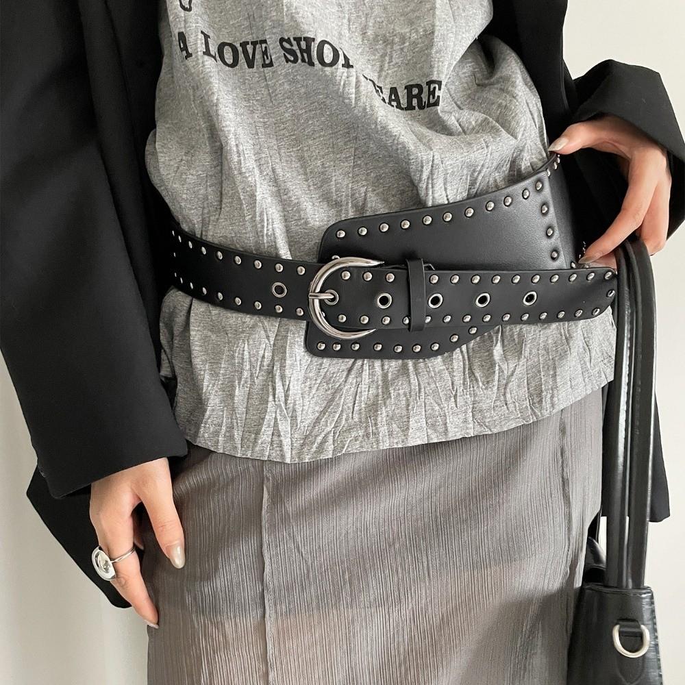 

Искусственная кожа Очень широкий пояс Харадзюку Пояс на талию Модные поясные ремни Для женщин чёрный