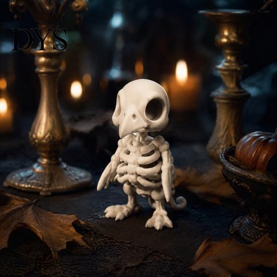 Horror Theme Display Pieces 3D Printed Gothic Vulture Skeleton Figurine,Spooky Bird Skull Statue, Mini Creative Resin Alternative Statues Micro