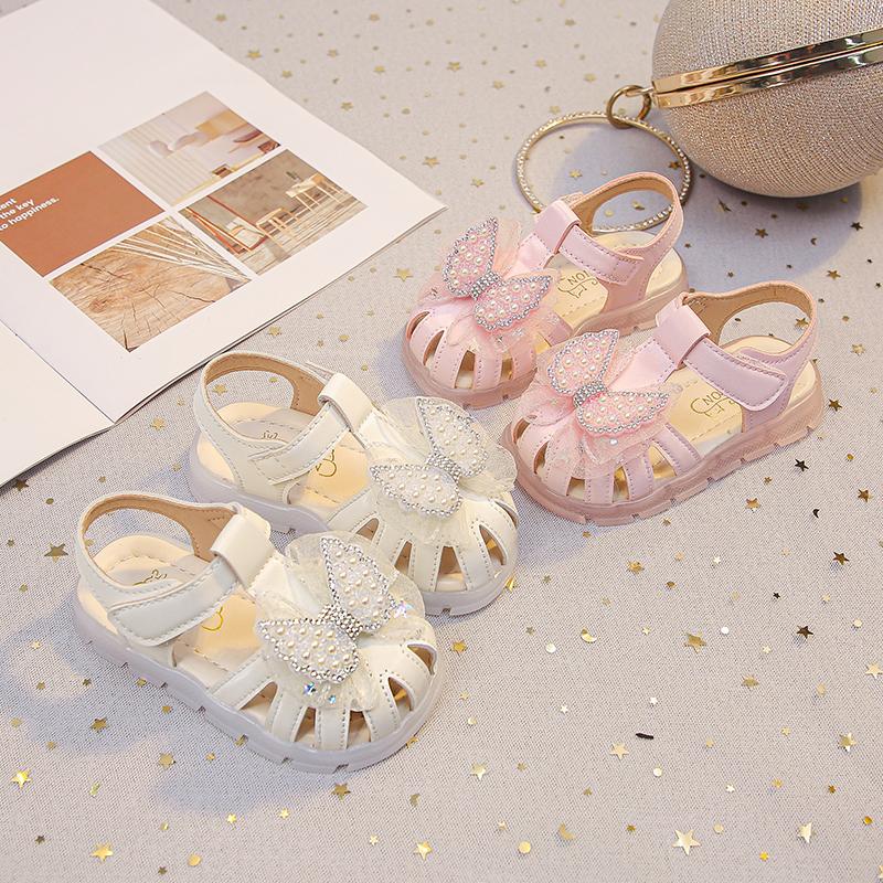 Kids Beach Shoes Princess Style for Girls Sandals Sweet Lace Bows 2025 Summer New Children Casual Shoes Soft Sole Size 15-26