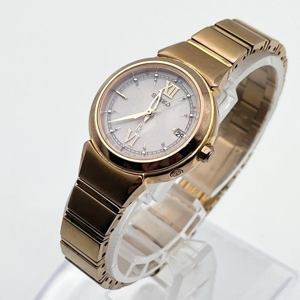 [USED] Seiko Lucia Radio Solar Date Gold Watch with Box and Links