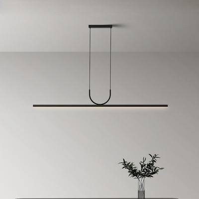Restaurant Chandelier Simple Modern Tea Room Bar Office One Word Long Tape Lamp LED Dining Table Lamps