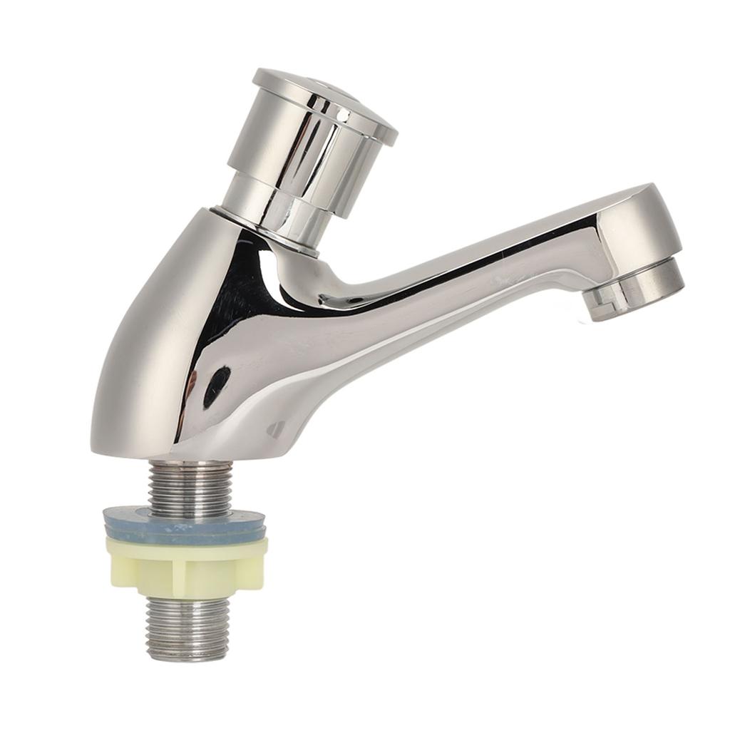 Time Delay Silver Faucet Single Tube Cold Water Basin Taps G1/2 Thread for Home Kitchen Bathroom