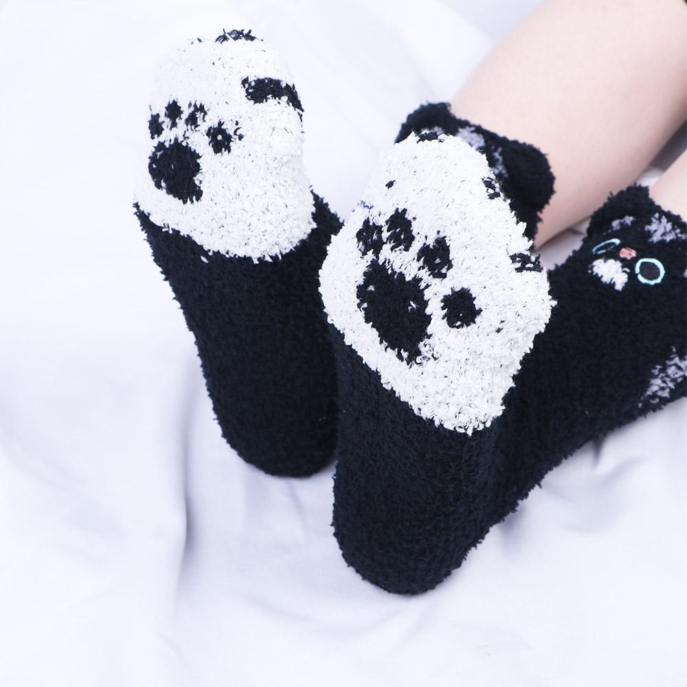 Women Fashion Winter Plush Soft Sleeping Socks Coral velvet socks Floor Socks Cat Paw