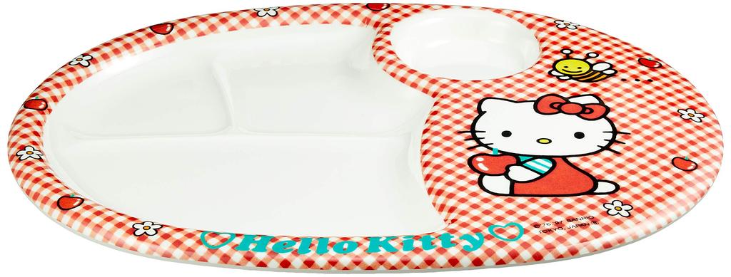 Daiwa Lunch Large Melamine RLV86 "New Kitty" Children's Plate, (Gingham), Resin, Japan,