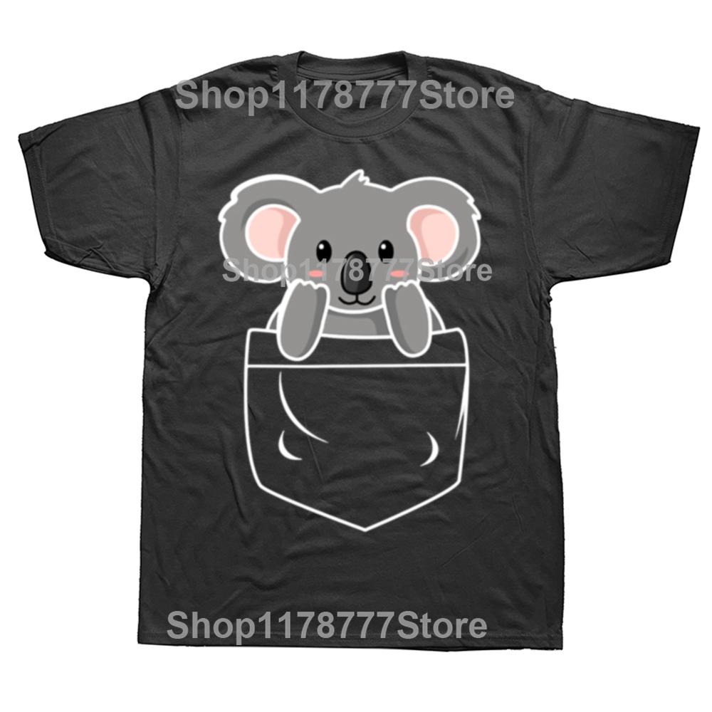 Funny Koala In The Pocket T Shirts Streetwear Short Sleeve Birthday Gifts Unisexs Clothing Fashion Casual Loose Oversized T Shirt