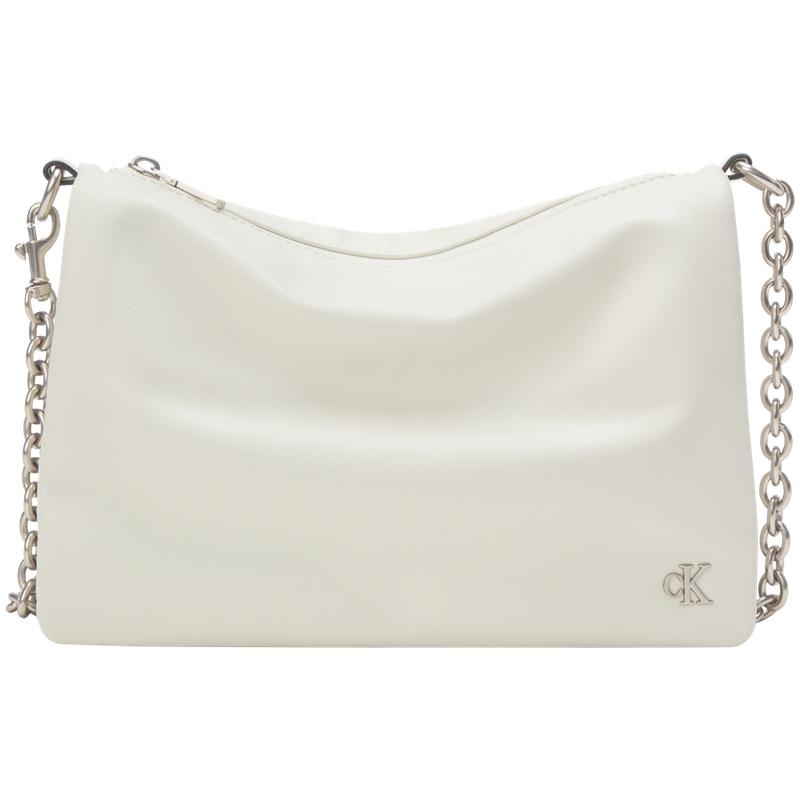 

Calvin Klein Elegant Metal Letter Chain Soft Lazy Crossbody Bag Women Bags Ivory DH3570-115 Basic Set (Bag)
