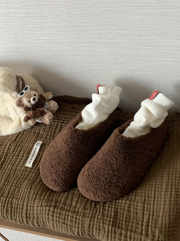 Grape Mother Studiolee Bag Head One Pedal Thermal Cotton Shoes Plush Half Slippers Women Wear Autumn and Winter