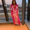 2025 Autumn/Winter Women's Bodycon Lapel Button-Down Printed Long Dress