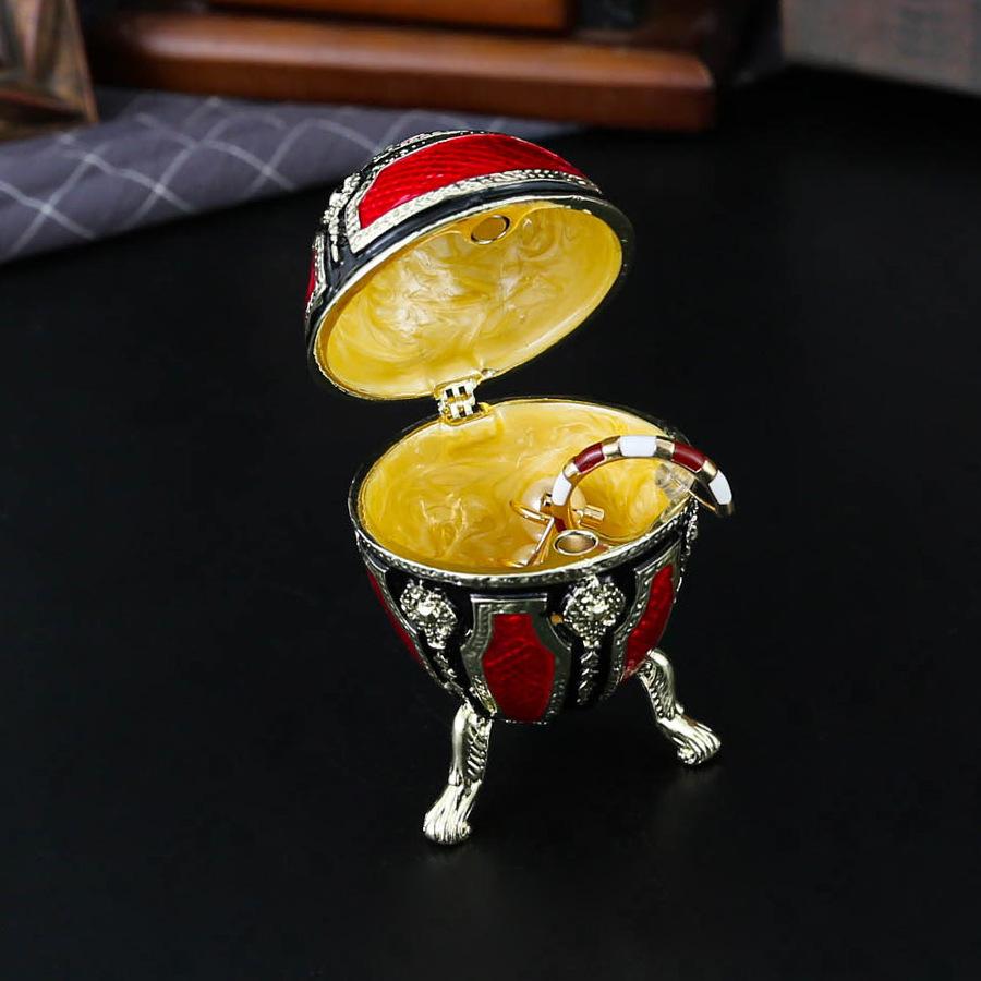 Egg-shaped Jewelry Box Creative Home Desktop Ornament Flip Cover Anti-gray Enamel Craft Storage Jewelry Box