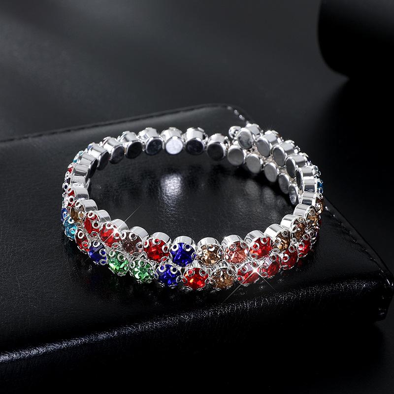 Bridal Bracelet AB Rhinestone Wrapped Full Diamond Open Bracelet Crystal Bracelet Accessories