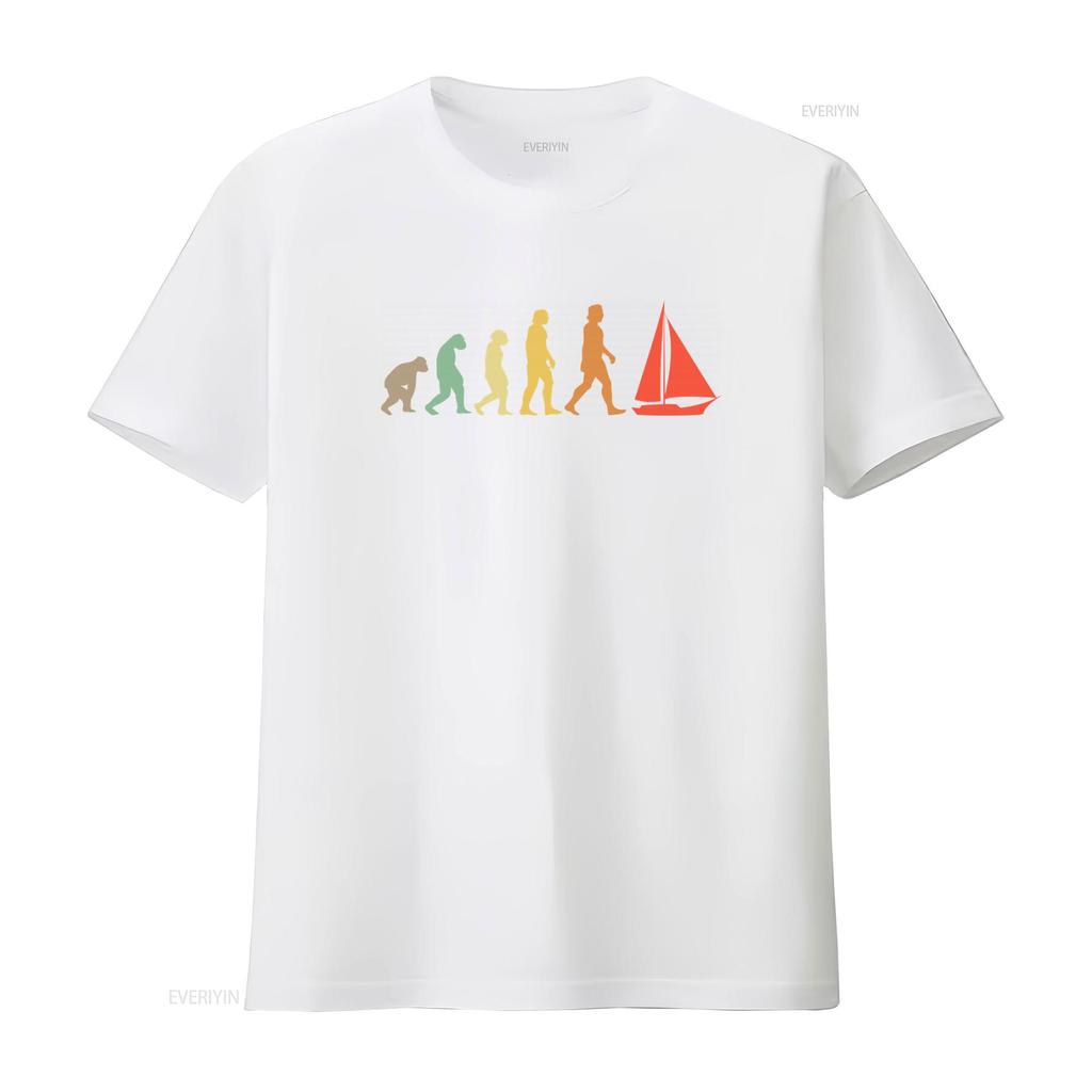 Sailing Evolution T Shirt for Men Funny Dad Lover Print Cool Design vintage Washed Versatile Casual Stretched homme Stylish