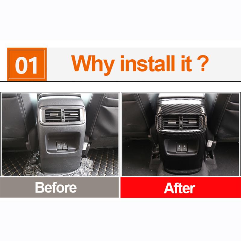 For Honda CRV 2017 2018    2022 ABS Carbon Car Interior Rear Armrest Air Outlet Trim Panel Cover Case Accessories