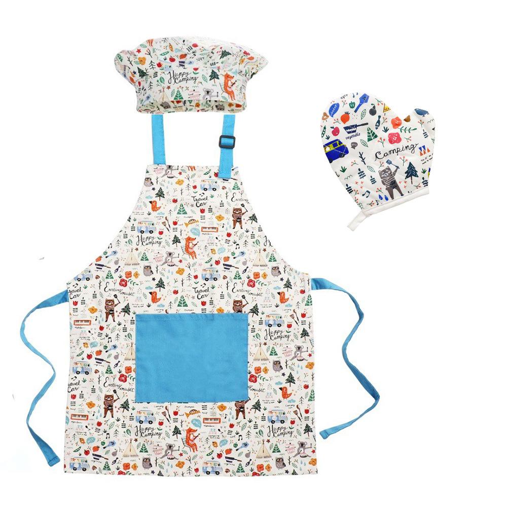 Adorable 19 Piece Children Kitchen Baking Set With Cartoon Style Apron Playtime For