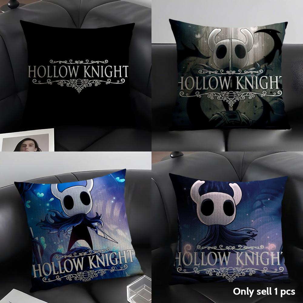 H-Hollow Knight Game Cushion Cover Natural Linen Organic Fabric Double-Sided Printing Sofa Home Decor Gift Pillow Case