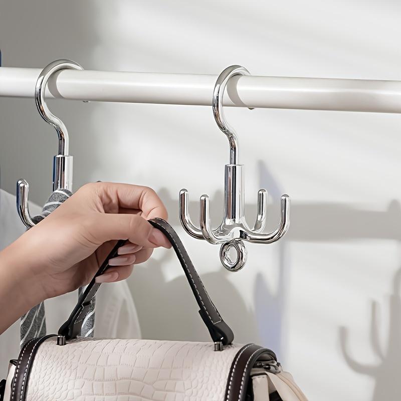 1Pc Multifunctional Rotating Clothes Hook, Punch Free 4-Claw Rotation Coat Hanger, Belt Organizer, Scarf Storage Rack, Wardrobe