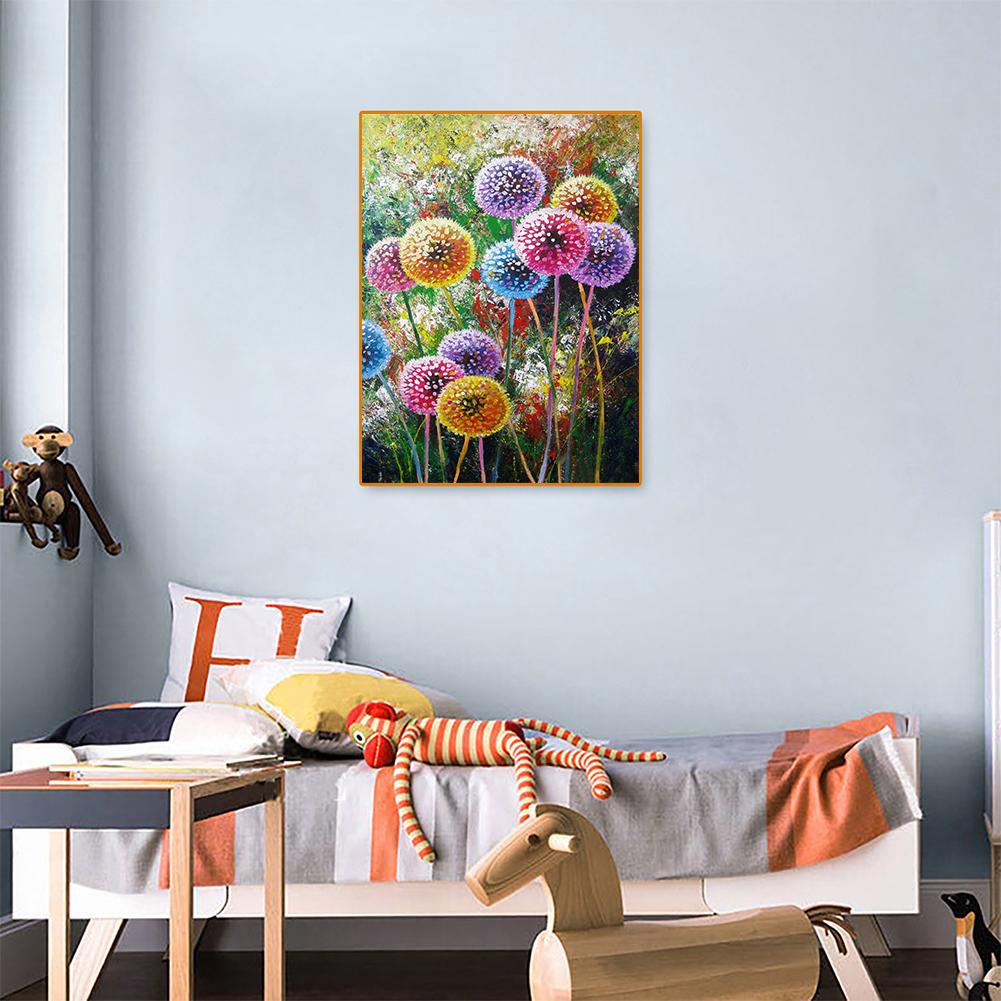 11CT Full Cross Stitch Colorful Dandelion Counted DIY Embroidery Kits Handmade Cotton Thread Needlework Wall Art Crafts Home Dec
