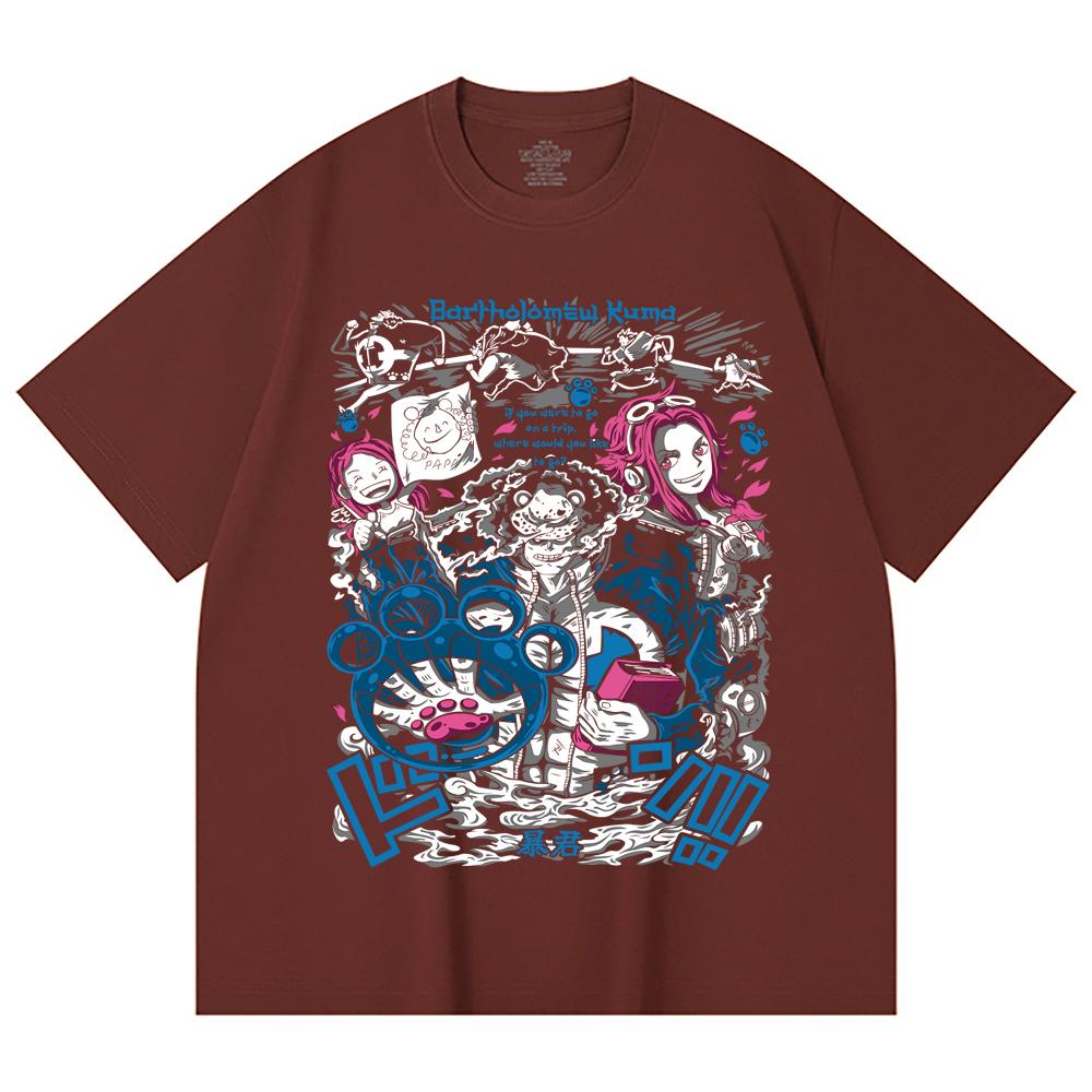 230 Gsm 100% Cotton One Piece V46 Kuma Print Unisex Heavy Cotton T Shirt