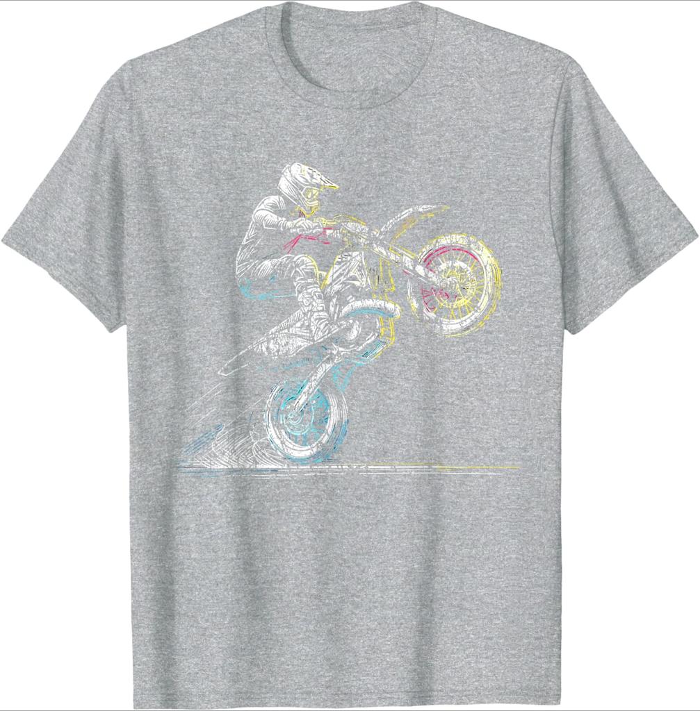 Dirt Bike Rider Retro Motorcycle Motocross TShirt 100 Cotton ONeck Short Sleeve Summer Casual Mens Tshirt Streetwear