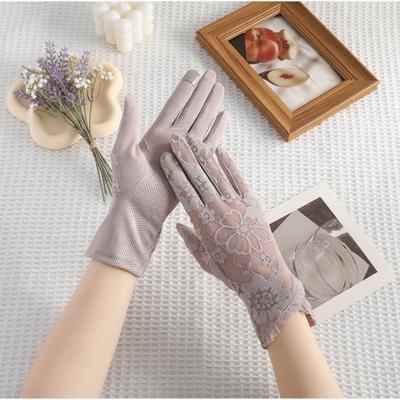 Sun Protection Lace Glove Thin Car Driving Mittens Elegant Touch Screen Gloves  Cycling