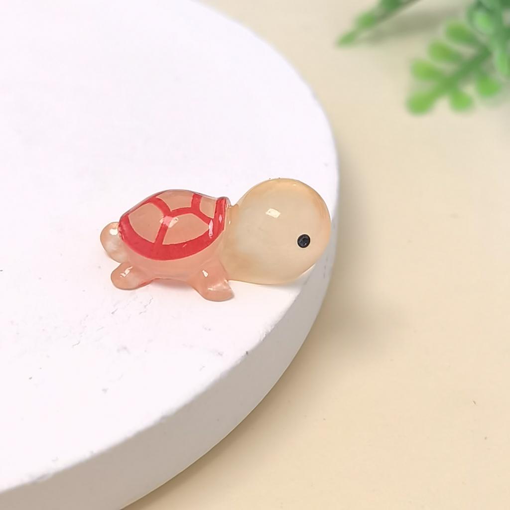 100pcs Resin Cute Luminous Colorful Hand-painted Mini Turtle Flat Back Figurines DIY Scrapbooks Accessories Nail Art Crafts