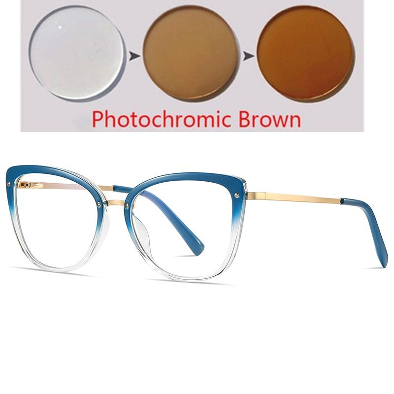 Transparent Blue Frame Cat Eye Myopia Glasses Women Anti Blue Rays Student Prescription Spectacles Diopter 0 -0.5 -0.75 To -6.0