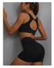 Women's Smiley Face Yoga Set: Breathable Peach Butt Shorts & Beautiful Back Bra