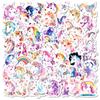 50 Wind Dream Unicorn Small Handle Sticker Pack Cute Rainbow Starry Sky Unicorn Decorative Sticker Batch