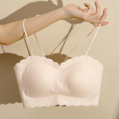 Lingerie fina de verão com peito pequeno reunido lindo sutiã com alça traseira com almofada no peito sutiã de renda sutiã colete de menina