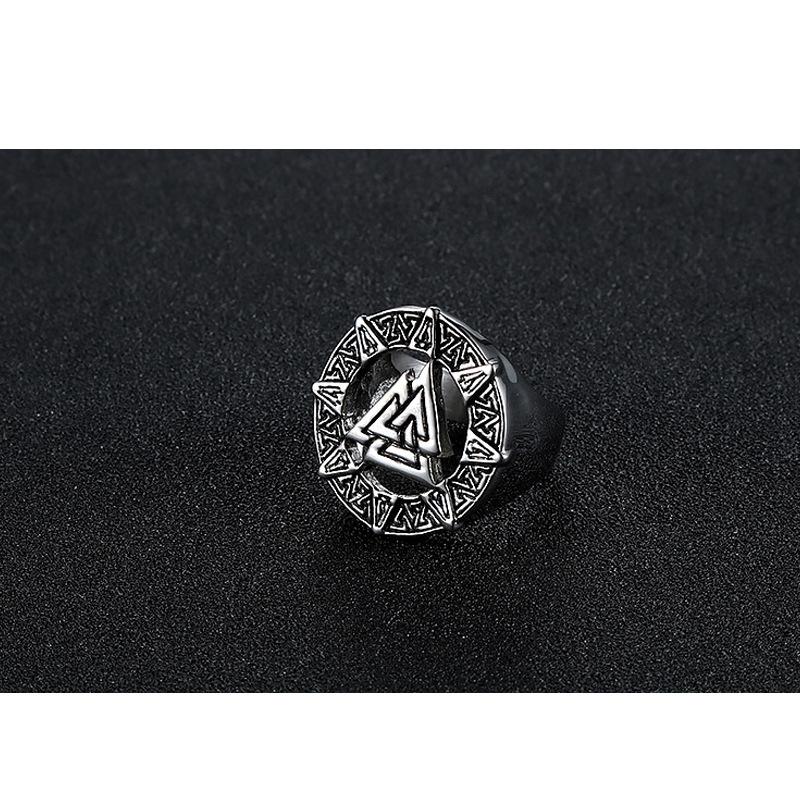2026 European and American Rings, Personalized Fashion Retro Triangle Men's Titanium Steel Rings, Accessories