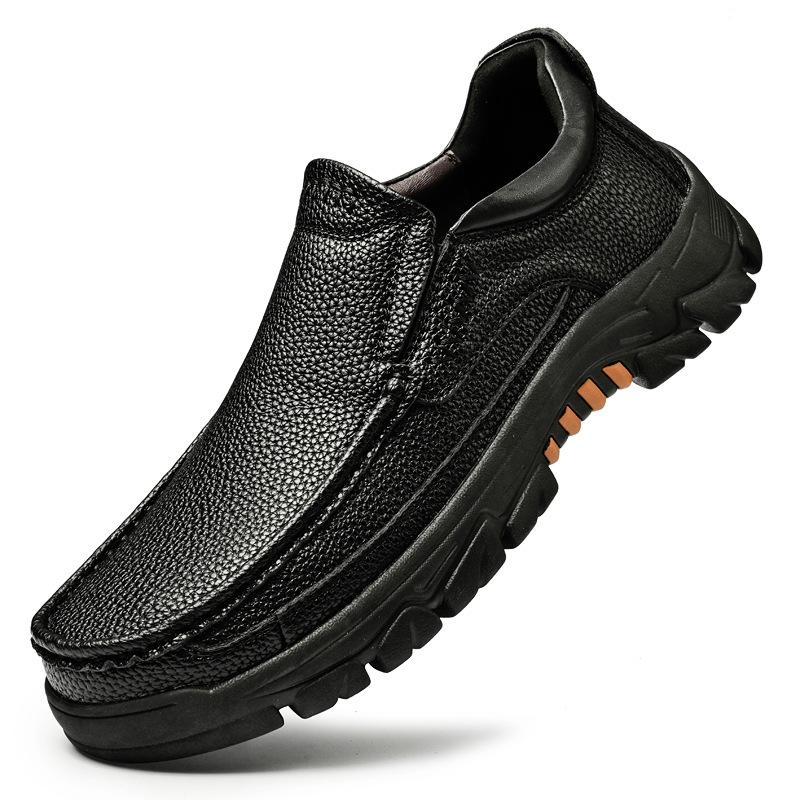 

Men s shoes spring and autumn high-end men s leather shoes business one-pedal non-slip soft sole 39 чорний