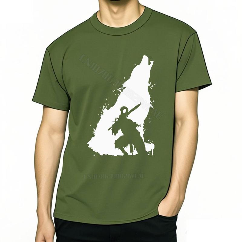 Basic T Shirt Minimalist Oneck Workout Tshirt Unisex T Shirts Short Sleeve Lightweight Tee Wolf Howling With Sword Vintage