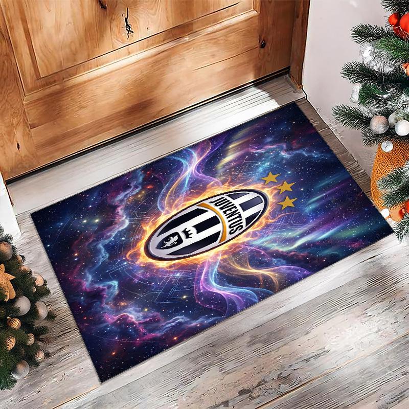 Juventus FC Printed Flannel Area Rug Non Slip Soft Polyester Floor Carpet Indoor Decor Mat for Bedroom Living Room Sofa