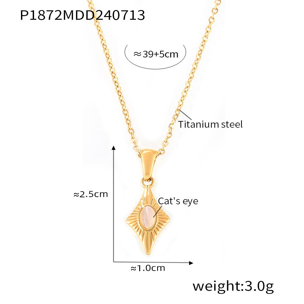 Tetragonal Opal Pendant Titanium Steel Clavicle Chain Seashells Ring Necklace Ring Niche Set