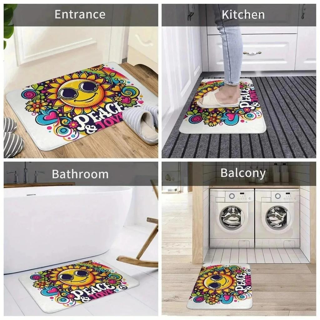 1PC Rose Arts Pattern Living Room Rugs Kitchen Rugs Non-Slip Home Door Mats Pop Arts Bath Mat Carpet for Home Sink Laundry Decor