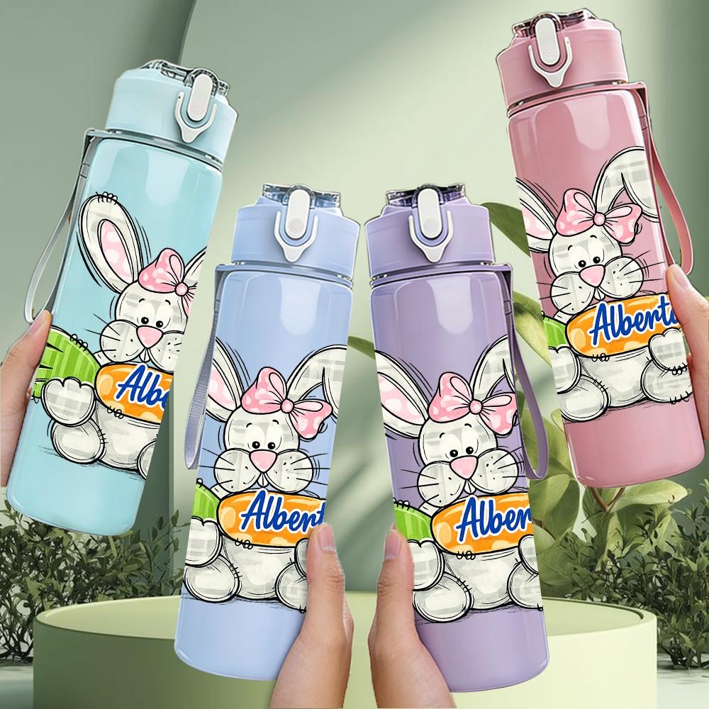1PC Easter Bunny Cute Rabbit Cartoon Print 750ml Color Plastic Sports Water Bottle Leakproof Flip Straw Lid Suitable for Sports Office Home Use