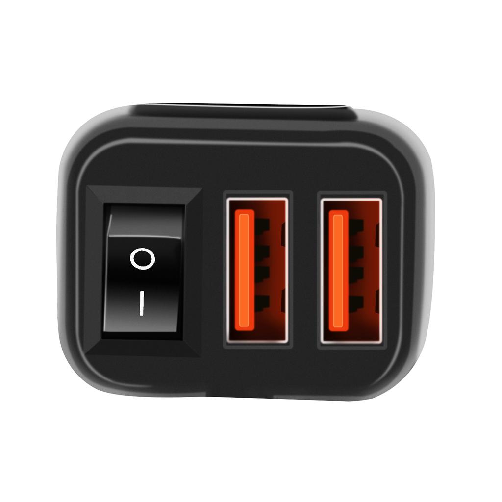 Motorcykel USB Telefonladdare, Vattentät Dubbelport QC3.0 USB Snabbladdare med 12V Voltmeter och På/Av Strömbrytare & 10A Säkring, SAE Till USB Adapter