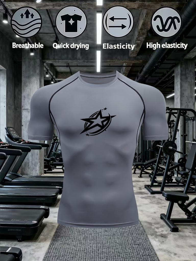 Men's High-Stretch Gym Compression T-Shirt with Quick-Dry & Breathable Fabric Casual Training Top